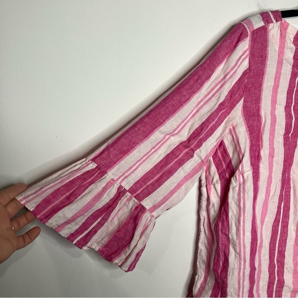 Charter Club pink striped linen blouse ruffle sleeves size 2X - Picture 5 of 6